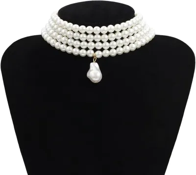 Oval Pearl Layer Choker Necklace